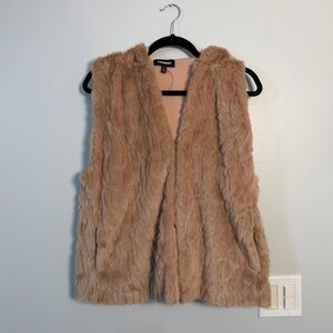 Express Faux Fur Vest in Tan